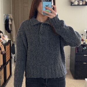 Everlane Charcoal Alpaca/Wood Blend Knit Sweater